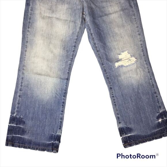 DKNY Ludlow Distressed Capris Sz 8 Rigid Cotton Destroyed - Picture 8 of 11